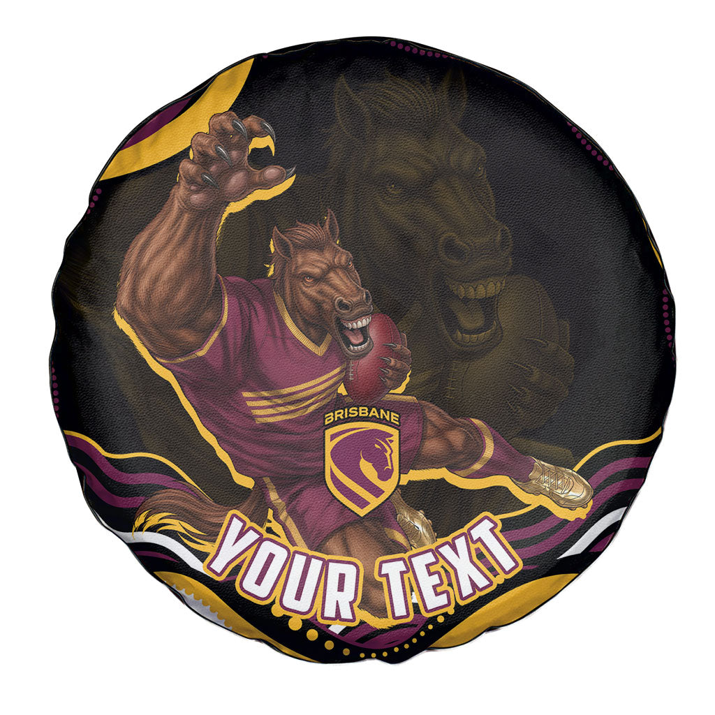 Personalized Brisbane Broncos Spare Tire Cover Aboriginal Dot Art - Dreamtime Rugby Mascot