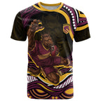 Personalized Brisbane Broncos T Shirt Aboriginal Dot Art - Dreamtime Rugby Mascot