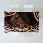 Personalized Brisbane Broncos Tablecloth Aboriginal Dot Art - Dreamtime Rugby Mascot