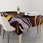 Personalized Brisbane Broncos Tablecloth Aboriginal Dot Art - Dreamtime Rugby Mascot