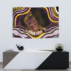 Personalized Brisbane Broncos Tapestry Aboriginal Dot Art - Dreamtime Rugby Mascot