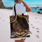 Personalized Brisbane Broncos Tote Bag Aboriginal Dot Art - Dreamtime Rugby Mascot
