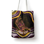 Personalized Brisbane Broncos Tote Bag Aboriginal Dot Art - Dreamtime Rugby Mascot