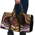 Personalized Brisbane Broncos Travel Bag Aboriginal Dot Art - Dreamtime Rugby Mascot