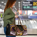 Personalized Brisbane Broncos Travel Bag Aboriginal Dot Art - Dreamtime Rugby Mascot