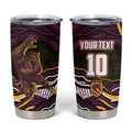 Personalized Brisbane Broncos Tumbler Cup Aboriginal Dot Art - Dreamtime Rugby Mascot