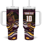 Personalized Brisbane Broncos Tumbler With Handle Aboriginal Dot Art - Dreamtime Rugby Mascot