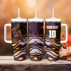 Personalized Brisbane Broncos Tumbler With Handle Aboriginal Dot Art - Dreamtime Rugby Mascot