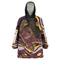 Personalized Brisbane Broncos Wearable Blanket Hoodie Aboriginal Dot Art - Dreamtime Rugby Mascot