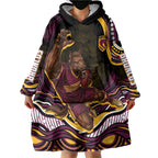 Personalized Brisbane Broncos Wearable Blanket Hoodie Aboriginal Dot Art - Dreamtime Rugby Mascot