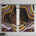 Personalized Brisbane Broncos Window Curtain Aboriginal Dot Art - Dreamtime Rugby Mascot