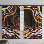 Personalized Brisbane Broncos Window Curtain Aboriginal Dot Art - Dreamtime Rugby Mascot