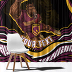 Personalized Brisbane Broncos Window Curtain Aboriginal Dot Art - Dreamtime Rugby Mascot