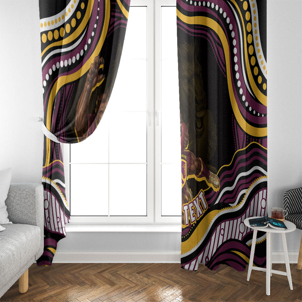 Personalized Brisbane Broncos Window Curtain Aboriginal Dot Art - Dreamtime Rugby Mascot