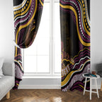 Personalized Brisbane Broncos Window Curtain Aboriginal Dot Art - Dreamtime Rugby Mascot