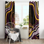 Personalized Brisbane Broncos Window Curtain Aboriginal Dot Art - Dreamtime Rugby Mascot