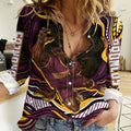 Personalized Brisbane Broncos Women Casual Shirt Aboriginal Dot Art - Dreamtime Rugby Mascot