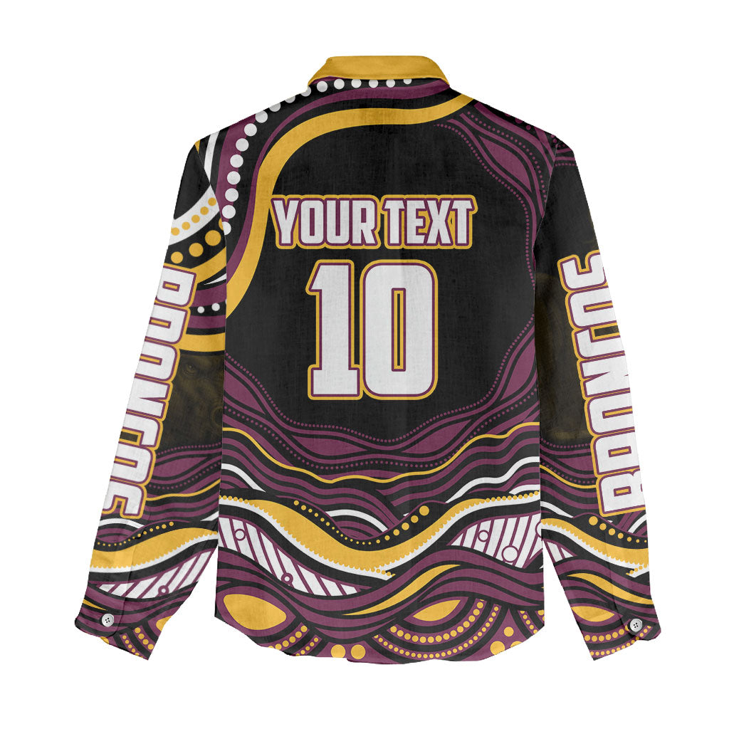 Personalized Brisbane Broncos Women Casual Shirt Aboriginal Dot Art - Dreamtime Rugby Mascot
