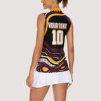 Personalized Brisbane Broncos Women Sleeveless Polo Shirt Aboriginal Dot Art - Dreamtime Rugby Mascot