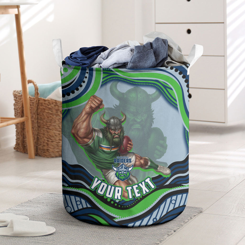Personalized Canberra Raiders Laundry Basket Aboriginal Dot Art - Dreamtime Rugby Mascot