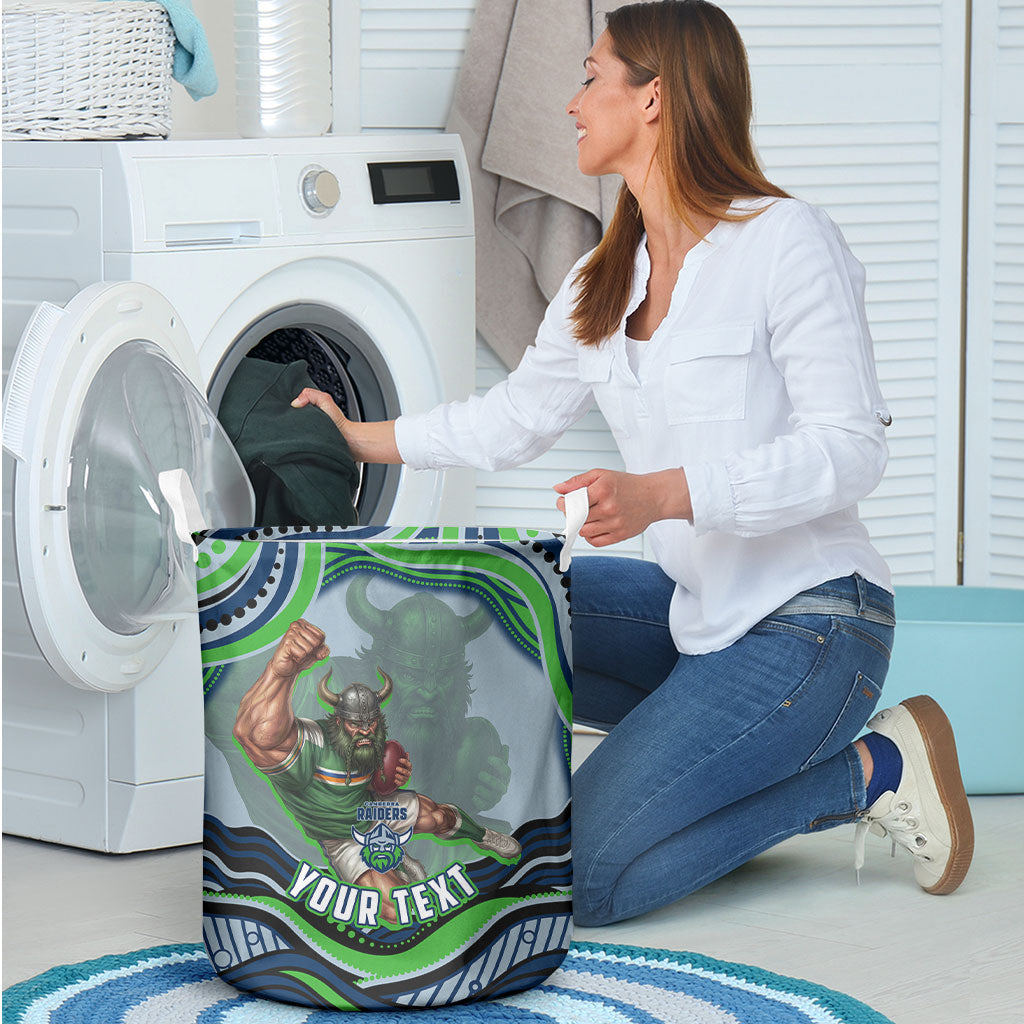 Personalized Canberra Raiders Laundry Basket Aboriginal Dot Art - Dreamtime Rugby Mascot