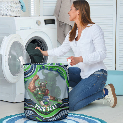 Personalized Canberra Raiders Laundry Basket Aboriginal Dot Art - Dreamtime Rugby Mascot