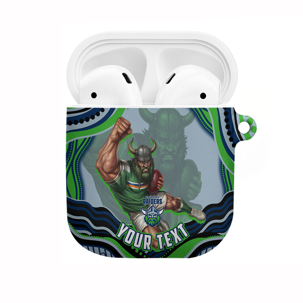 Personalized Canberra Raiders AirPods Case Aboriginal Dot Art - Dreamtime Rugby Mascot
