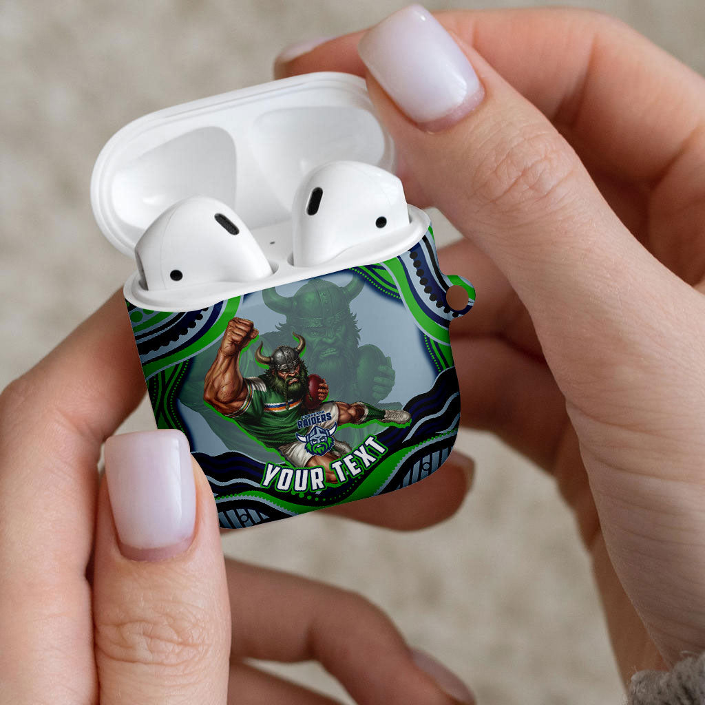 Personalized Canberra Raiders AirPods Case Aboriginal Dot Art - Dreamtime Rugby Mascot