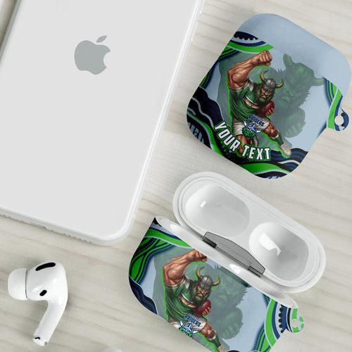 Personalized Canberra Raiders AirPods Case Aboriginal Dot Art - Dreamtime Rugby Mascot