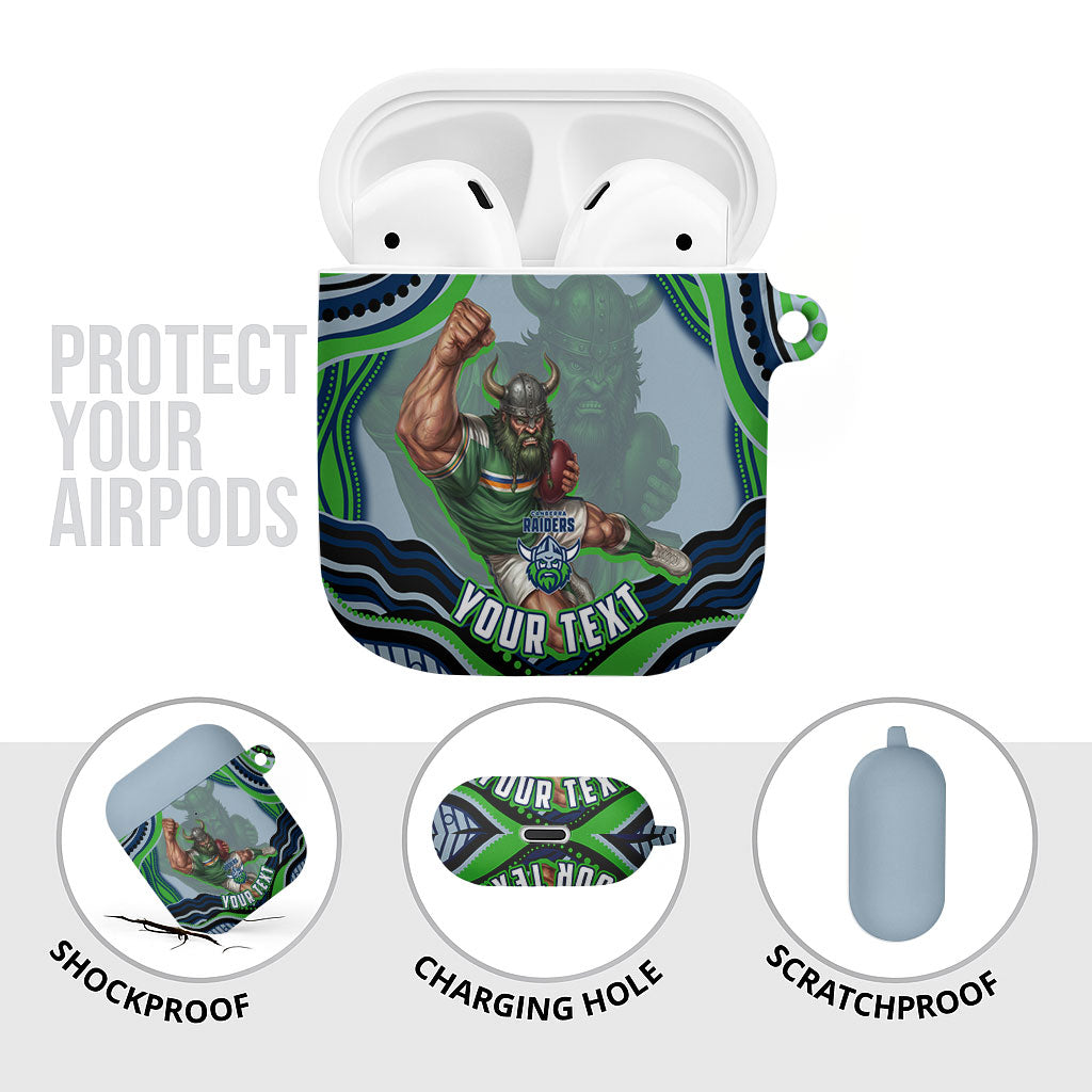 Personalized Canberra Raiders AirPods Case Aboriginal Dot Art - Dreamtime Rugby Mascot