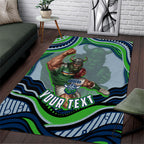 Personalized Canberra Raiders Area Rug Aboriginal Dot Art - Dreamtime Rugby Mascot