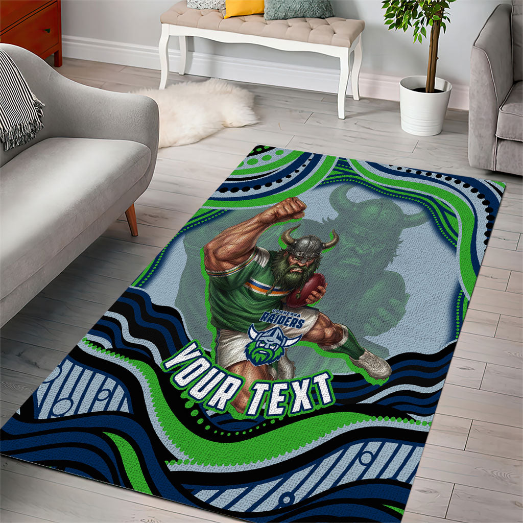 Personalized Canberra Raiders Area Rug Aboriginal Dot Art - Dreamtime Rugby Mascot