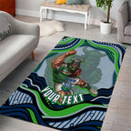 Personalized Canberra Raiders Area Rug Aboriginal Dot Art - Dreamtime Rugby Mascot