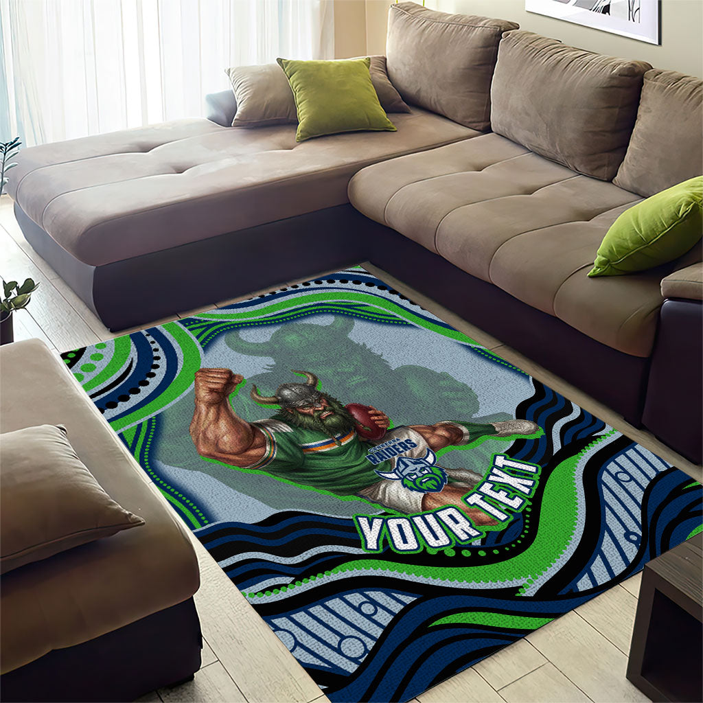 Personalized Canberra Raiders Area Rug Aboriginal Dot Art - Dreamtime Rugby Mascot