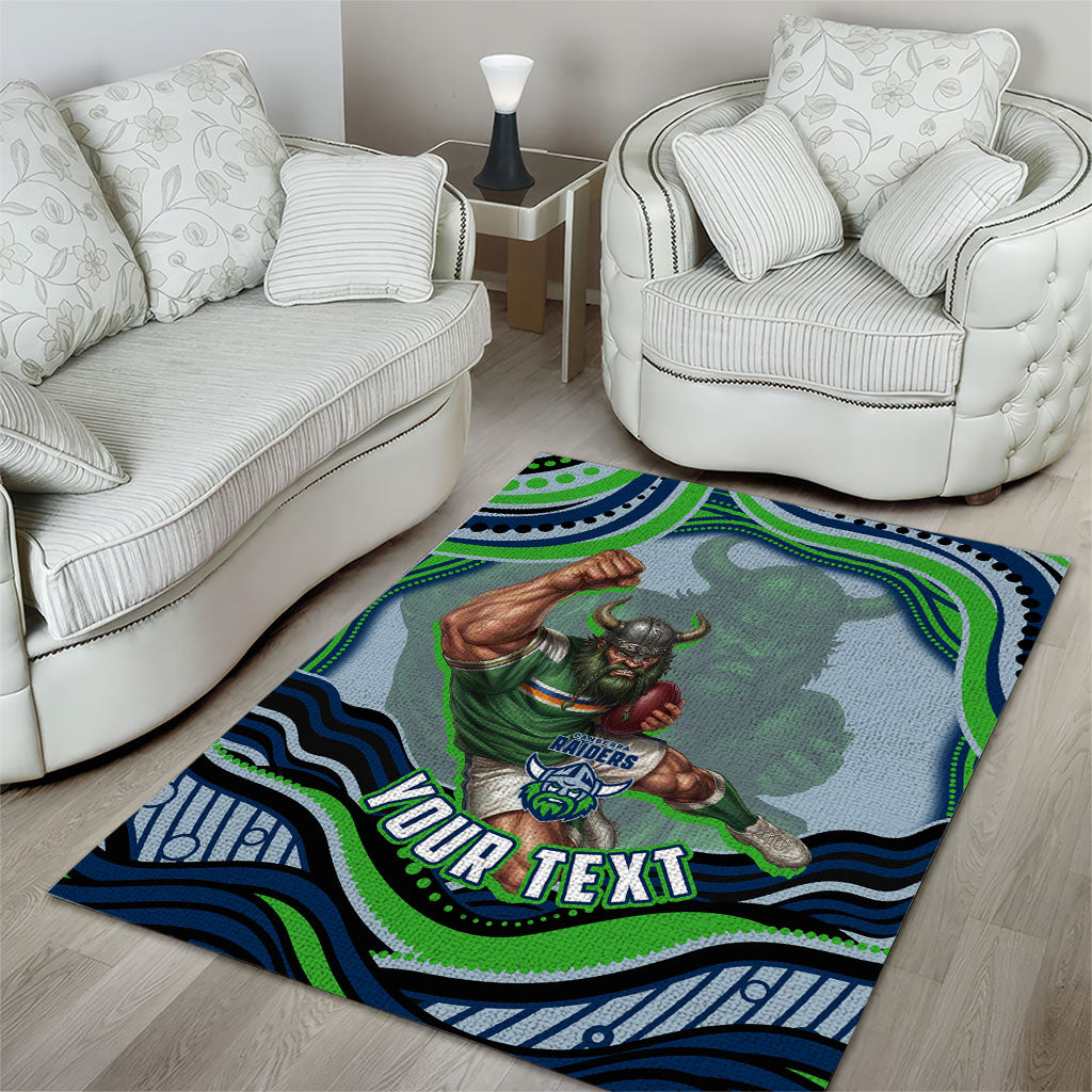 Personalized Canberra Raiders Area Rug Aboriginal Dot Art - Dreamtime Rugby Mascot