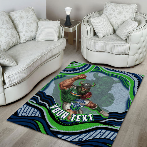 Personalized Canberra Raiders Area Rug Aboriginal Dot Art - Dreamtime Rugby Mascot