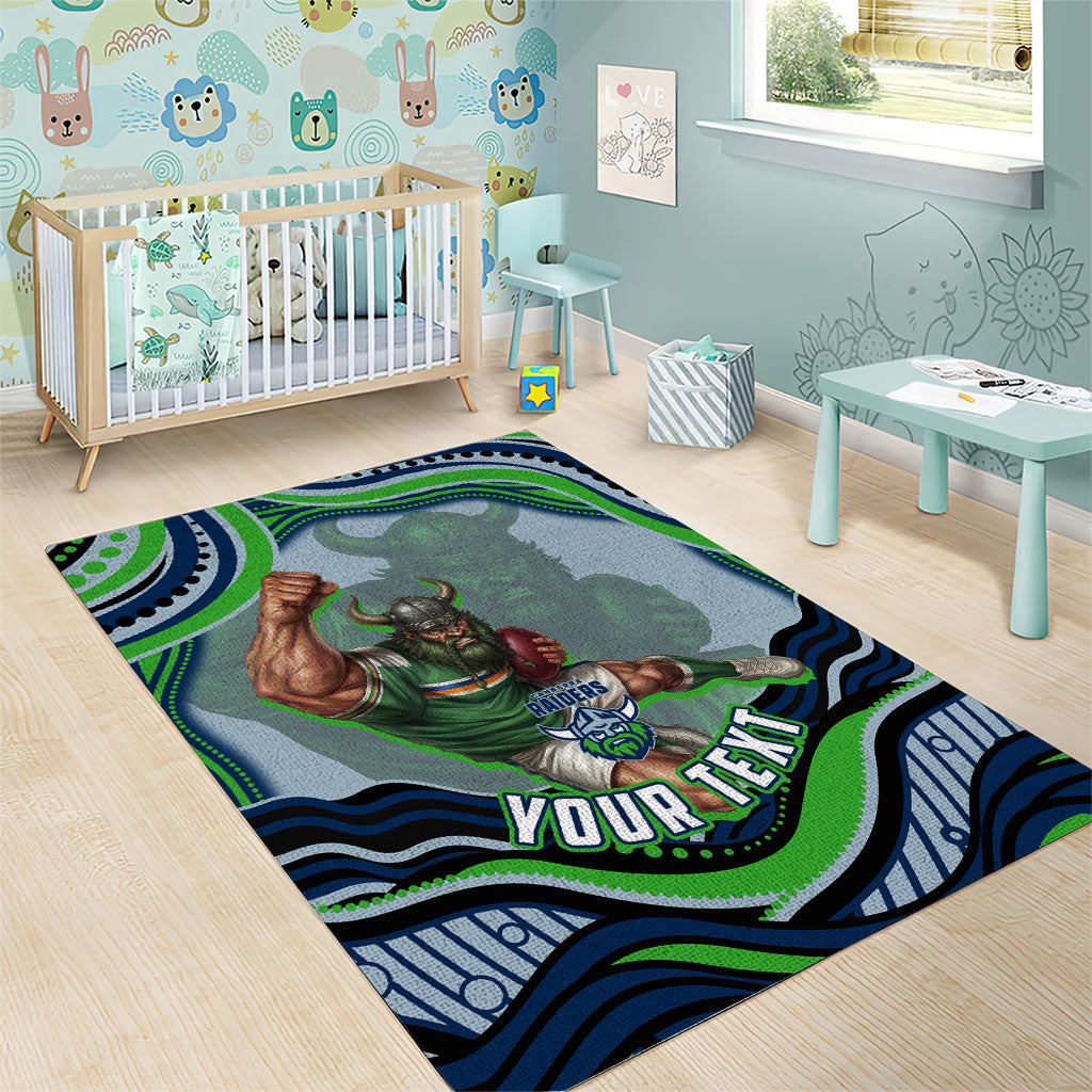 Personalized Canberra Raiders Area Rug Aboriginal Dot Art - Dreamtime Rugby Mascot