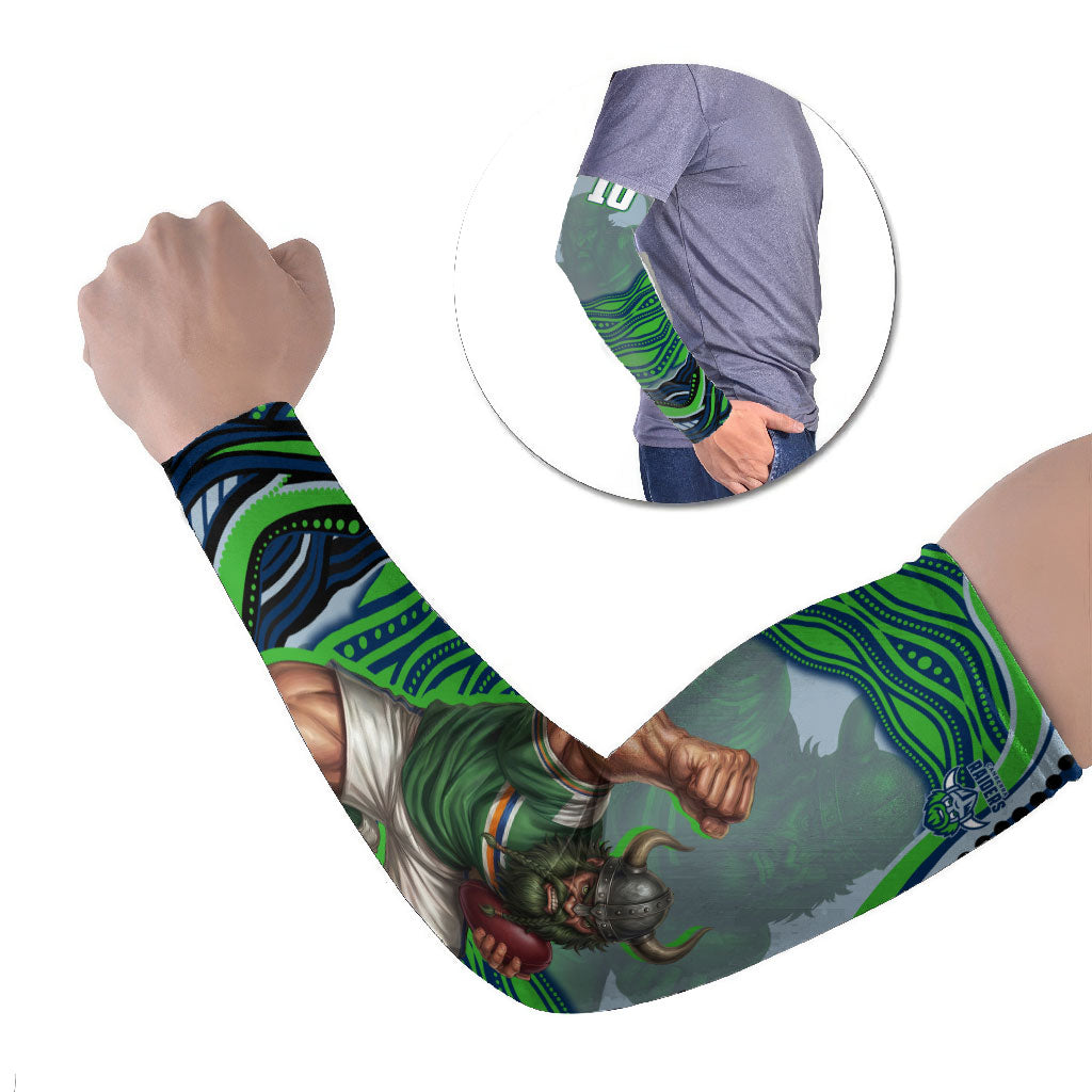 Personalized Canberra Raiders Arm Sleeves Aboriginal Dot Art - Dreamtime Rugby Mascot