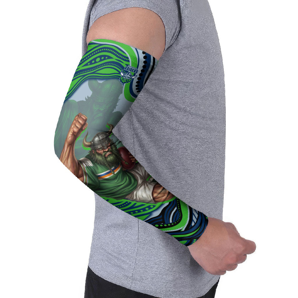 Personalized Canberra Raiders Arm Sleeves Aboriginal Dot Art - Dreamtime Rugby Mascot