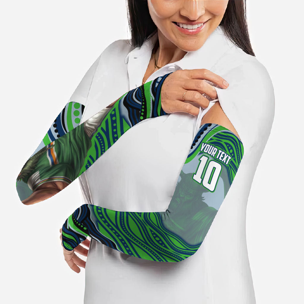 Personalized Canberra Raiders Arm Sleeves Aboriginal Dot Art - Dreamtime Rugby Mascot