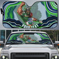 Personalized Canberra Raiders Auto Sun Shade Aboriginal Dot Art - Dreamtime Rugby Mascot