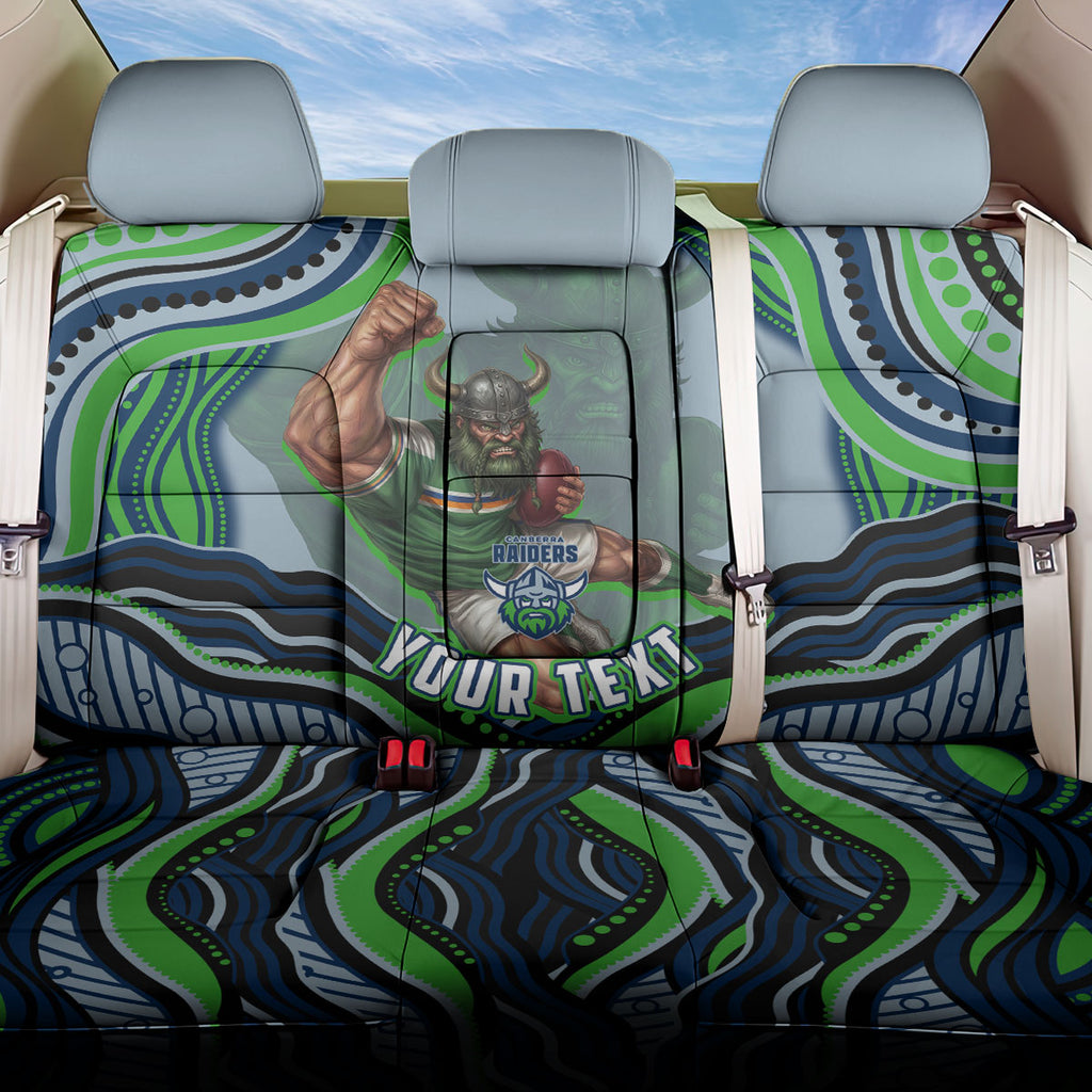 Personalized Canberra Raiders Back Car Seat Cover Aboriginal Dot Art - Dreamtime Rugby Mascot