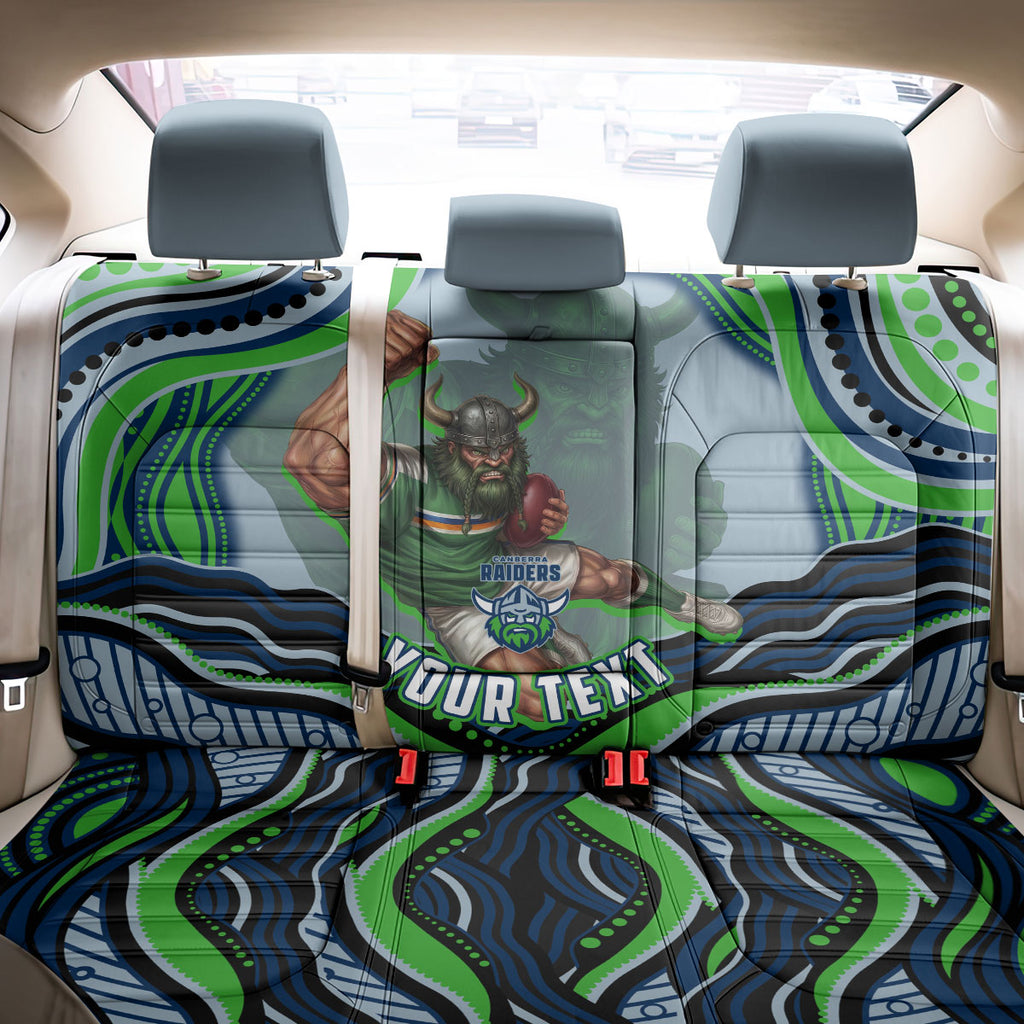 Personalized Canberra Raiders Back Car Seat Cover Aboriginal Dot Art - Dreamtime Rugby Mascot