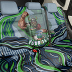 Personalized Canberra Raiders Back Car Seat Cover Aboriginal Dot Art - Dreamtime Rugby Mascot
