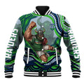 Personalized Canberra Raiders Baseball Jacket Aboriginal Dot Art - Dreamtime Rugby Mascot