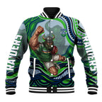 Personalized Canberra Raiders Baseball Jacket Aboriginal Dot Art - Dreamtime Rugby Mascot