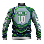 Personalized Canberra Raiders Baseball Jacket Aboriginal Dot Art - Dreamtime Rugby Mascot