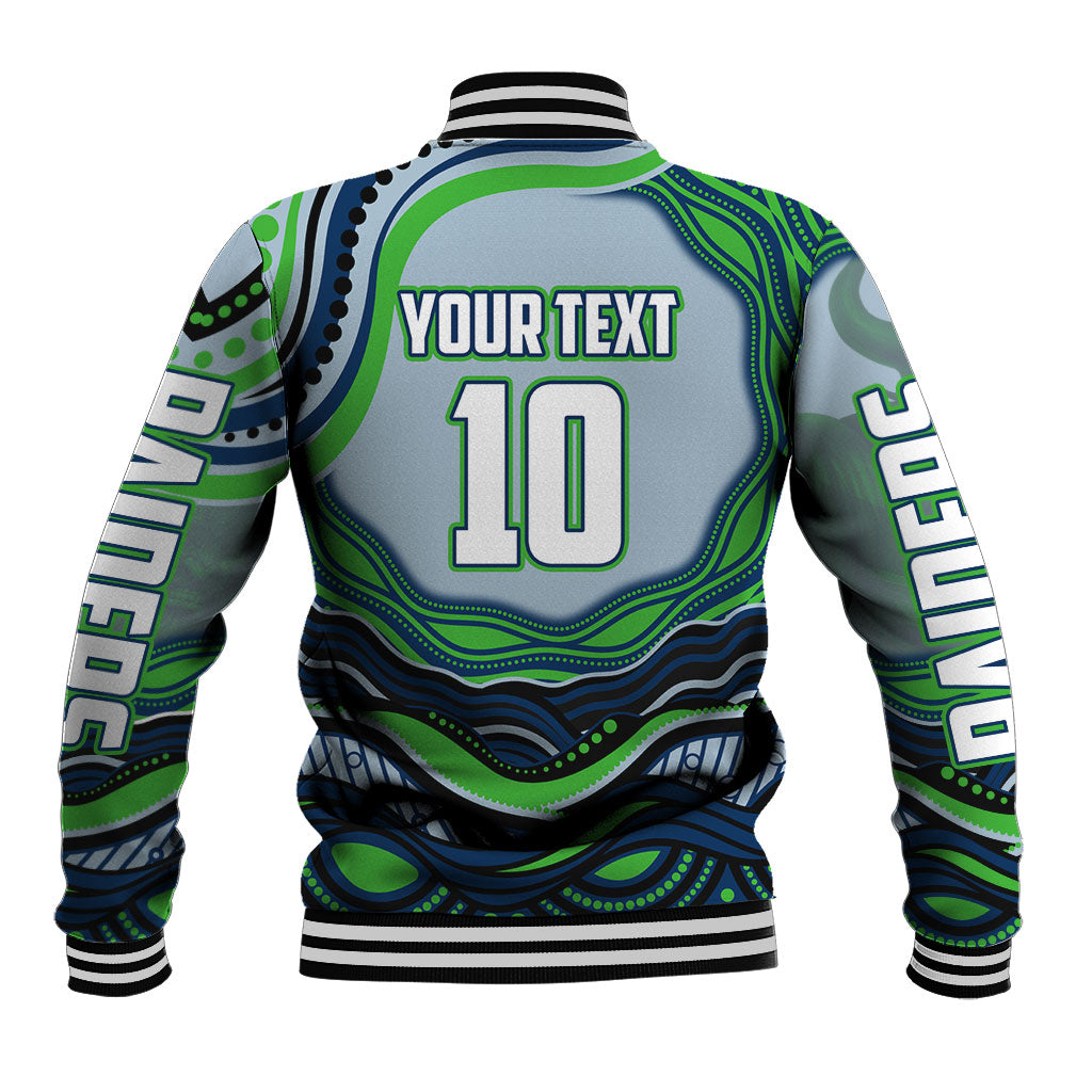 Personalized Canberra Raiders Baseball Jacket Aboriginal Dot Art - Dreamtime Rugby Mascot