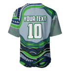 Personalized Canberra Raiders Baseball Jersey Aboriginal Dot Art - Dreamtime Rugby Mascot