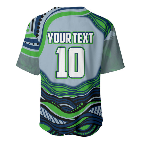 Personalized Canberra Raiders Baseball Jersey Aboriginal Dot Art - Dreamtime Rugby Mascot